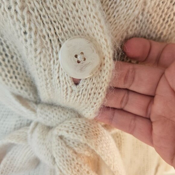 Essentiel Antwerp Mohair Wool Knit Long Cardigan Duster M Ecru Belt Coastal - Picture 4 of 10